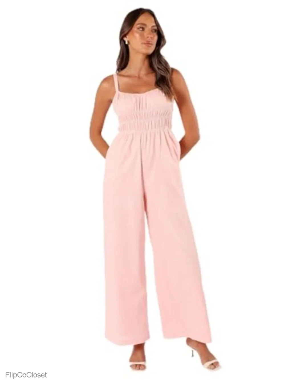 Petal Pup Williams Jumpsuit Cotton Linen Square Neck Sleeveless